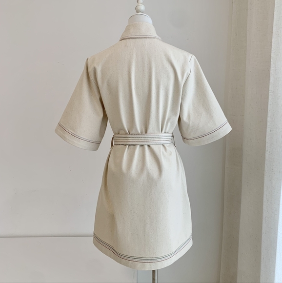 Alemais Norma Denim Mini Dress in Cream - Picture 11 of 13